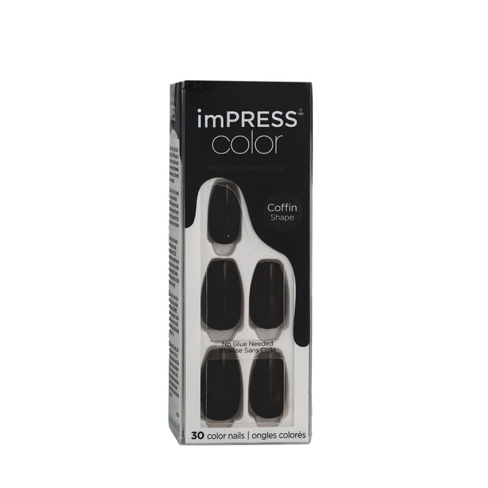 False nails Kiss imPRESS color Black 30 Pieces (30 Units)