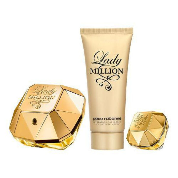 Women's Perfume Set Paco Rabanne Lady Million EDP 3 Pieces