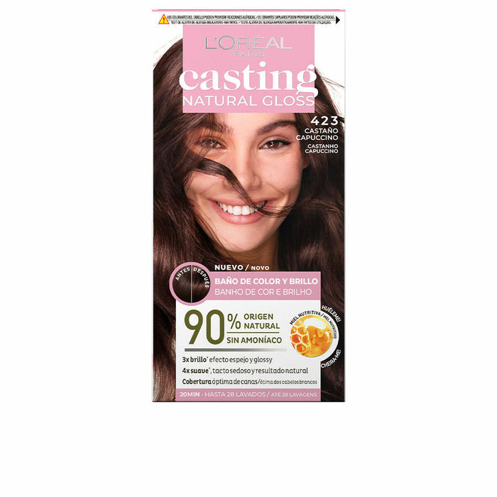 Coloración Semipermanente L'Oreal Make Up Casting Natural Gloss Sin amoniaco Nº 423-castaño capuccino (180 ml)