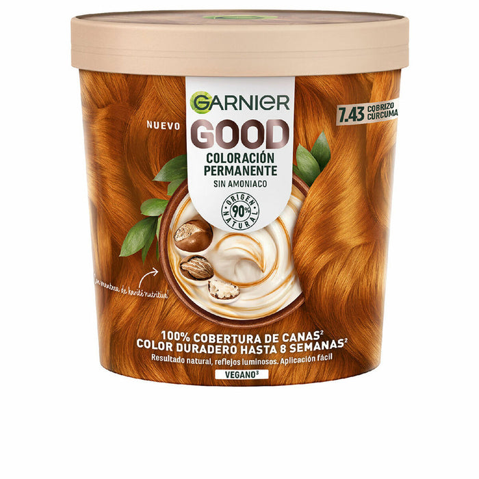 Coloración Permanente Garnier Good Sin amoniaco Nº 7.43 Cobrizo Cúrcuma