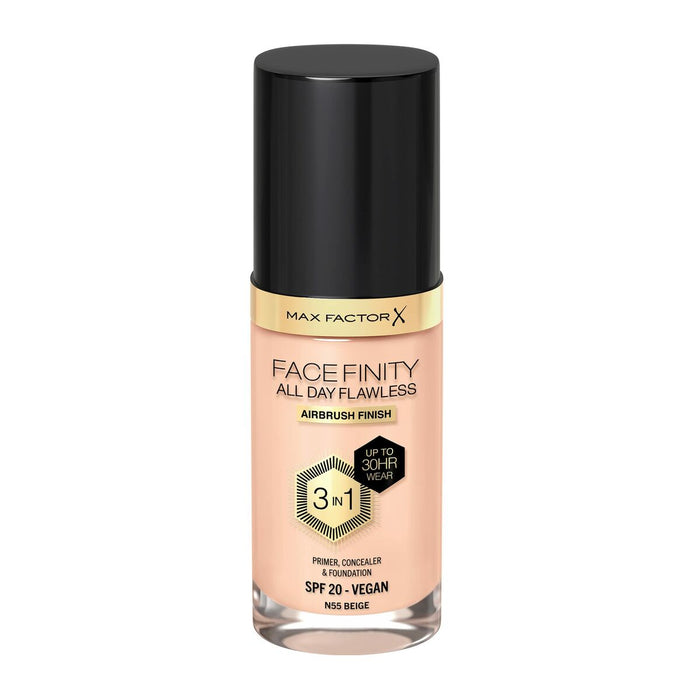 Base de Maquillaje Cremosa Max Factor Facefinity 3 en 1 Spf 20 Nº 55-beige 30 ml