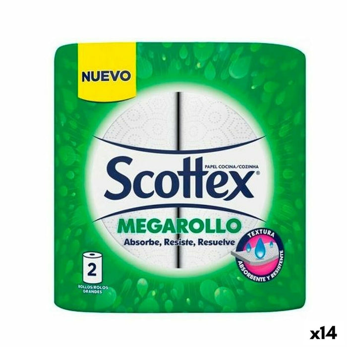 Papel de Cocina Scottex MEGARROLLO Blanco 2 Piezas (14 Unidades)