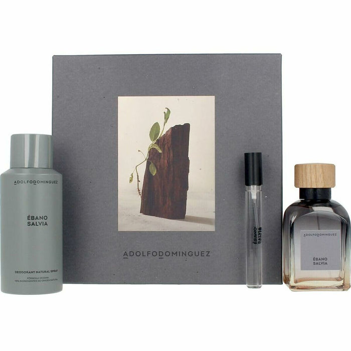 Men's Perfume Set Adolfo Dominguez Ebano Salvia 3 Pieces