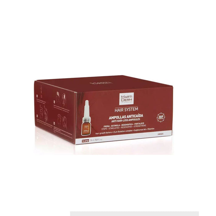 Ampollas Anticaída Martiderm Hair System 3 ml 14 Unidades